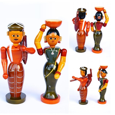 "Etikoppaka Wooden Farmer with Family - Click here to View more details about this Product